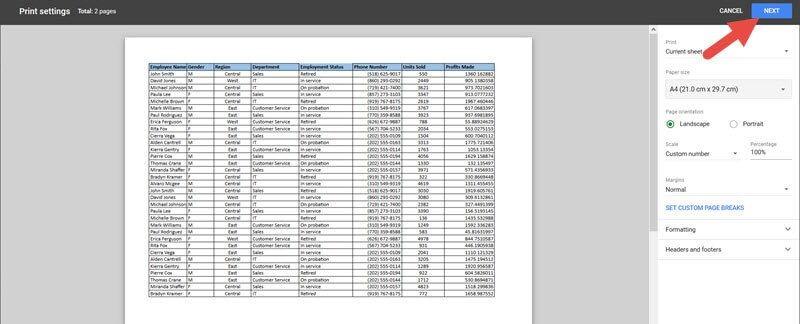 Hướng dẫn cách in các ô đã chọn trong Google Sheets